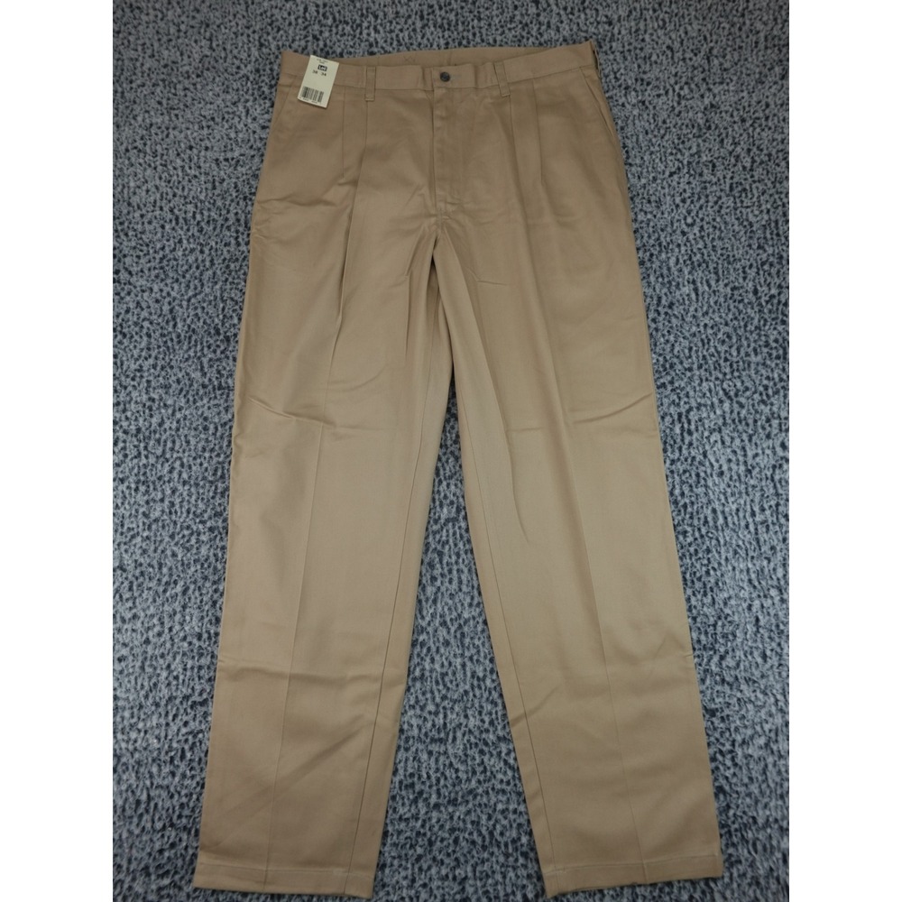 Lee Pleated Chino Pants Mens 38x34 Sand Beige 418-1221 New With Tags